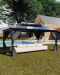 GarveeLife Hardtop Gazebo 12 ft x16 ft for All Weather, Double Polycarbonate Sheets Roof, Aluminum Alloy Frame, Net, and Curtain, Permanent Building for Patio, Deck, Backyard, Lawn, and Garden, Gray