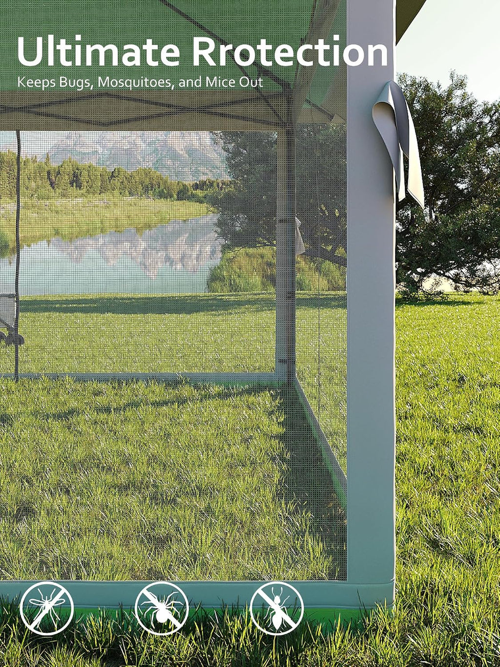 Garvee 13x13 ft Pop Up Gazebo, Canopy Tent with Mosquito Netting, Outdoor Gazebos for Backyard & Patio Furniture - Pop Up Canpy with Wheeled STO-N-Go Cover Bag (Olive Green+Hemp Grey)