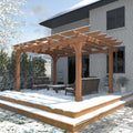 Yardenaler 10x12 FT Wooden Pergola, Cedar Wood Gazebo with Flat Roof, Outdoor Garden Shelter with Stakes Included, Patio, Deck, Backyard, Lawn