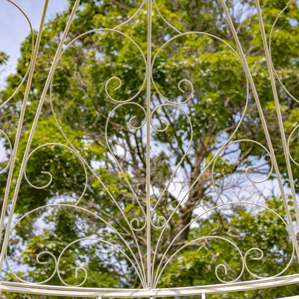 13.8ft. Tall Ornate Round Iron Garden Gazebo Medillín 1972' (Antique White)