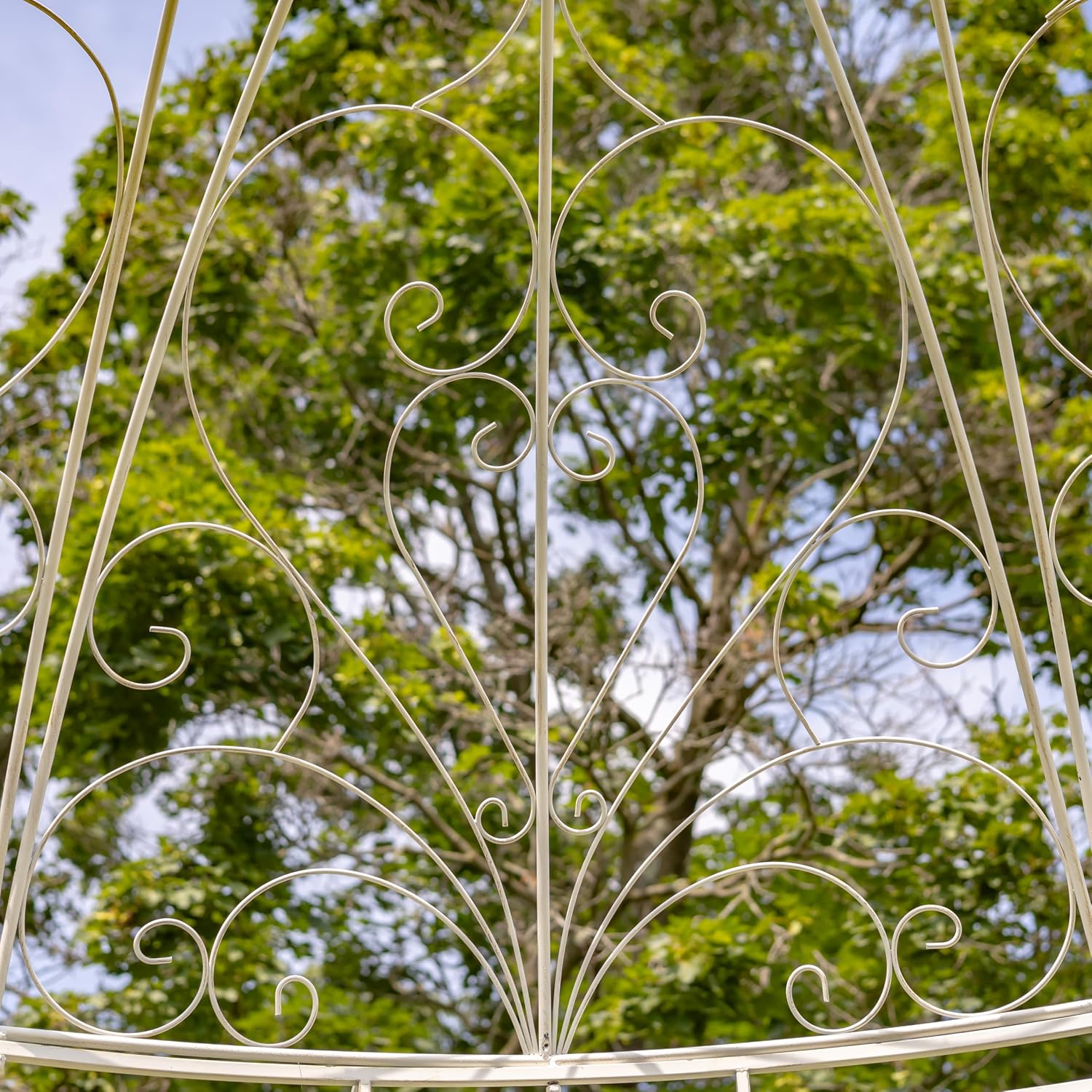 13.8ft. Tall Ornate Round Iron Garden Gazebo Medillín 1972' (Antique White)