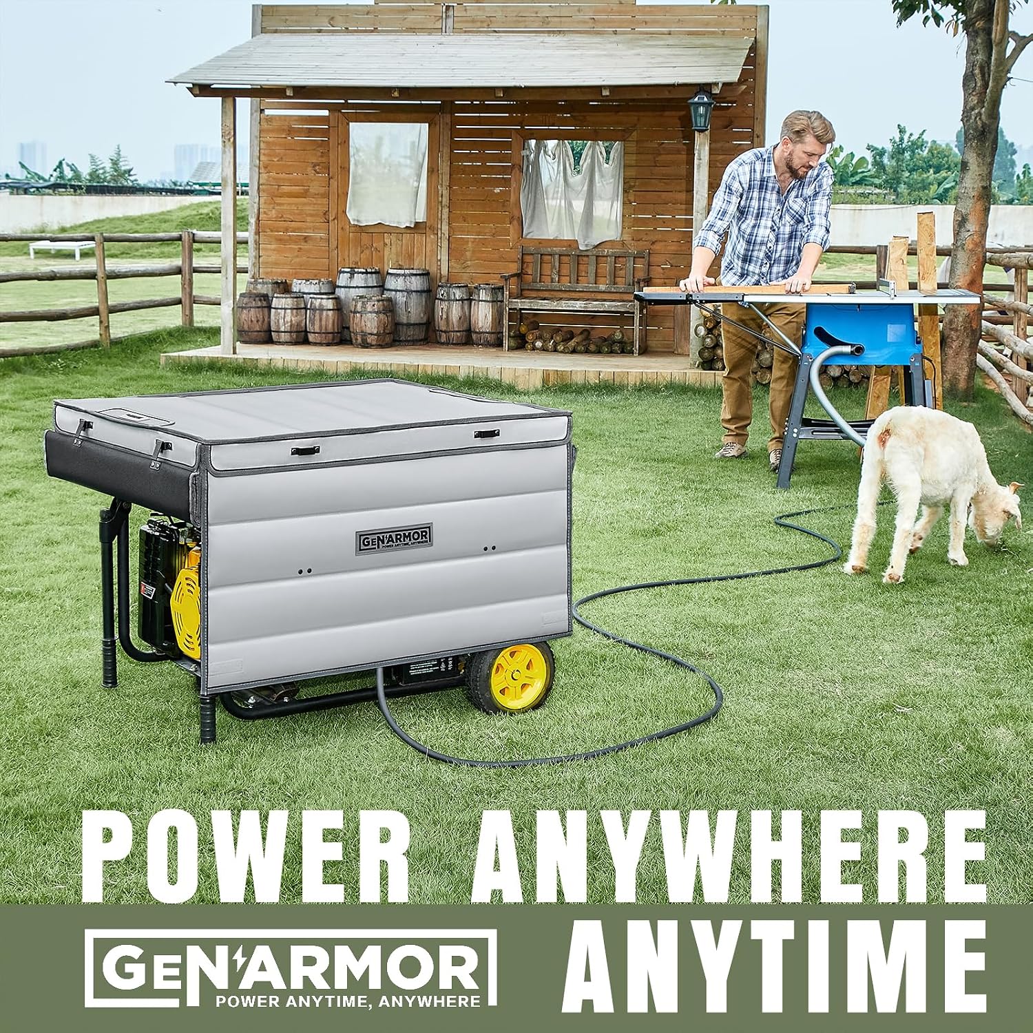 GenArmor Generator Tent Cover while Running, 100% Waterproof Heavy Duty Tarps Generator Enclosure, Portable Outdoor Generator Sheds for outside for Most 4000w~13000w Generators Grey