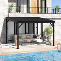 Yardenaler 8x10 FT Wall Mounted Gazebo with Triangle Structure, Hardtop Lean to Gazebo with Aluminum Slope Roof, 3.15'x3.15' Post Outdoor Pergola with Drainage System for Patio, Backyard, Deck