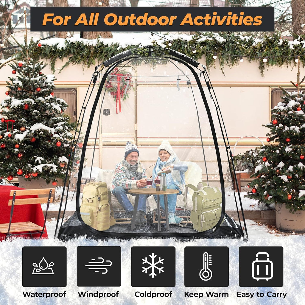 All Weather Proof Pod Pop Up Bubble Tent for 3-8 People, Large Oversize Dome House, Cold Protection Camping Tent, Winter Instant Igloo for Outdoor Activities