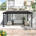 MUPATER 10'x 14' Wall-Mounted Gazebo, Outdoor Pergola Gazebo with Gutter, Lean to Gazebo with Adjustable Support Posts, Heavy Duty Awnings for Patio, Deck, Porch and Backyard