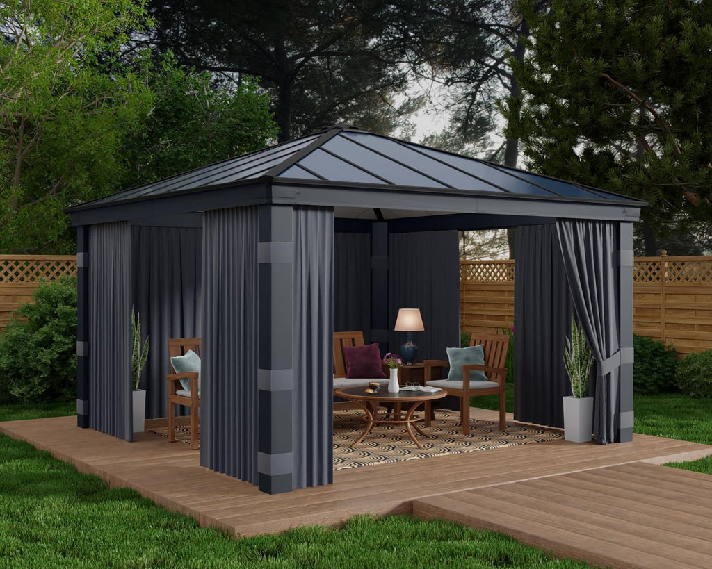 Palram - Canopia 14 Ft. x 14 Ft. Curtain Set for Dallas 14x14 Gazebo, Drapes for Privacy & Weather Protection, Adjustable Airflow, Easy DIY Installation, Washable - 4 Pc. (Curtains ONLY)