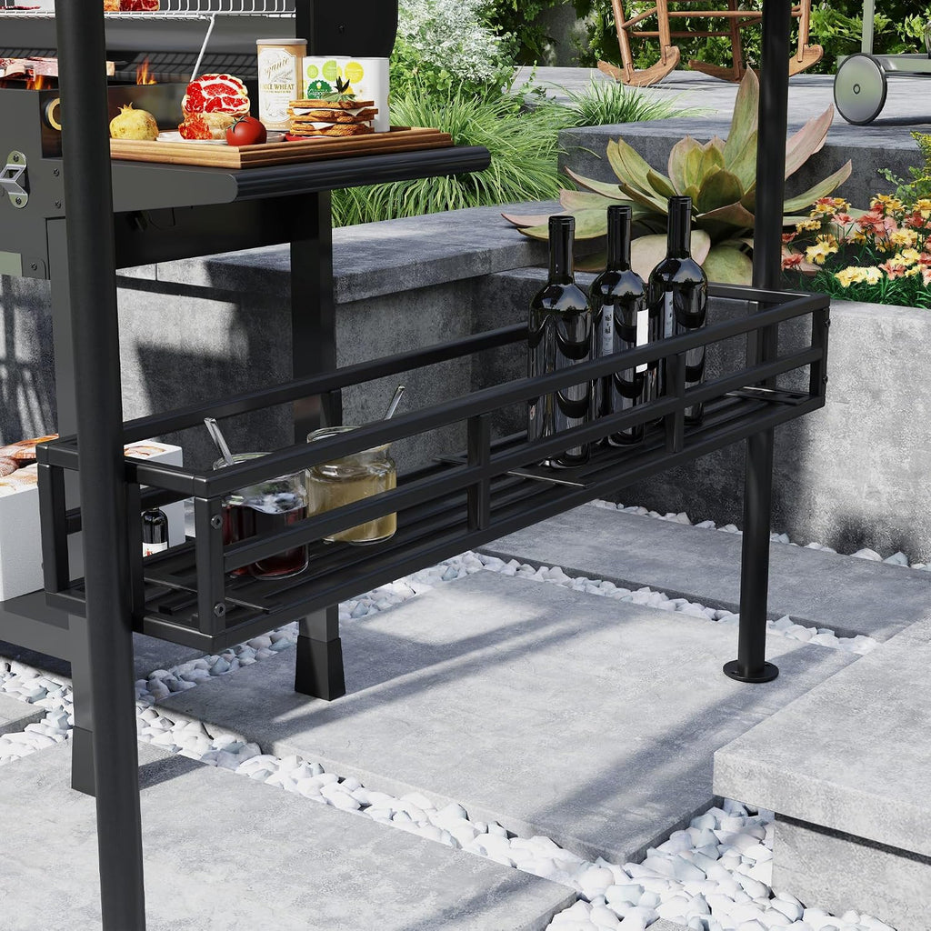 Outsunny 8' x 5' Grill Gazebo, 2-Tier Outdoor BBQ Gazebo with Ceiling Hook, 2 Side Shelves and Storage Baskets for Patio Deck Yard, Dark Brown