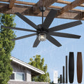 Fanbulous 65' Outdoor Ceiling Fans with Lights and Remote Control, IP65 Wet Rated Waterproof Ceiling Fan with 6-Speed DC Motor, Farmhouse Gazebo Fan for Porch Patios Pavilion（Black）