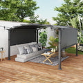 12' x12' Arched Outdoor Pergola for Deck, Outdoor Retractable Pergola with Adjustable Canopy, Aluminum Frame with Canopy Fixed in Various Positions (Grey)