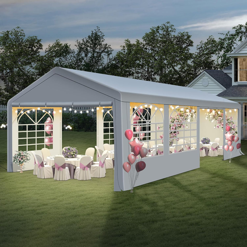 GARTOO 13' x 26' Heavy Duty Party Tent - Event Shelter Canopy Outdoor Wedding Gazebo with 4 Sand Bags for Wedding, Birthday Party, Outdoor Event
