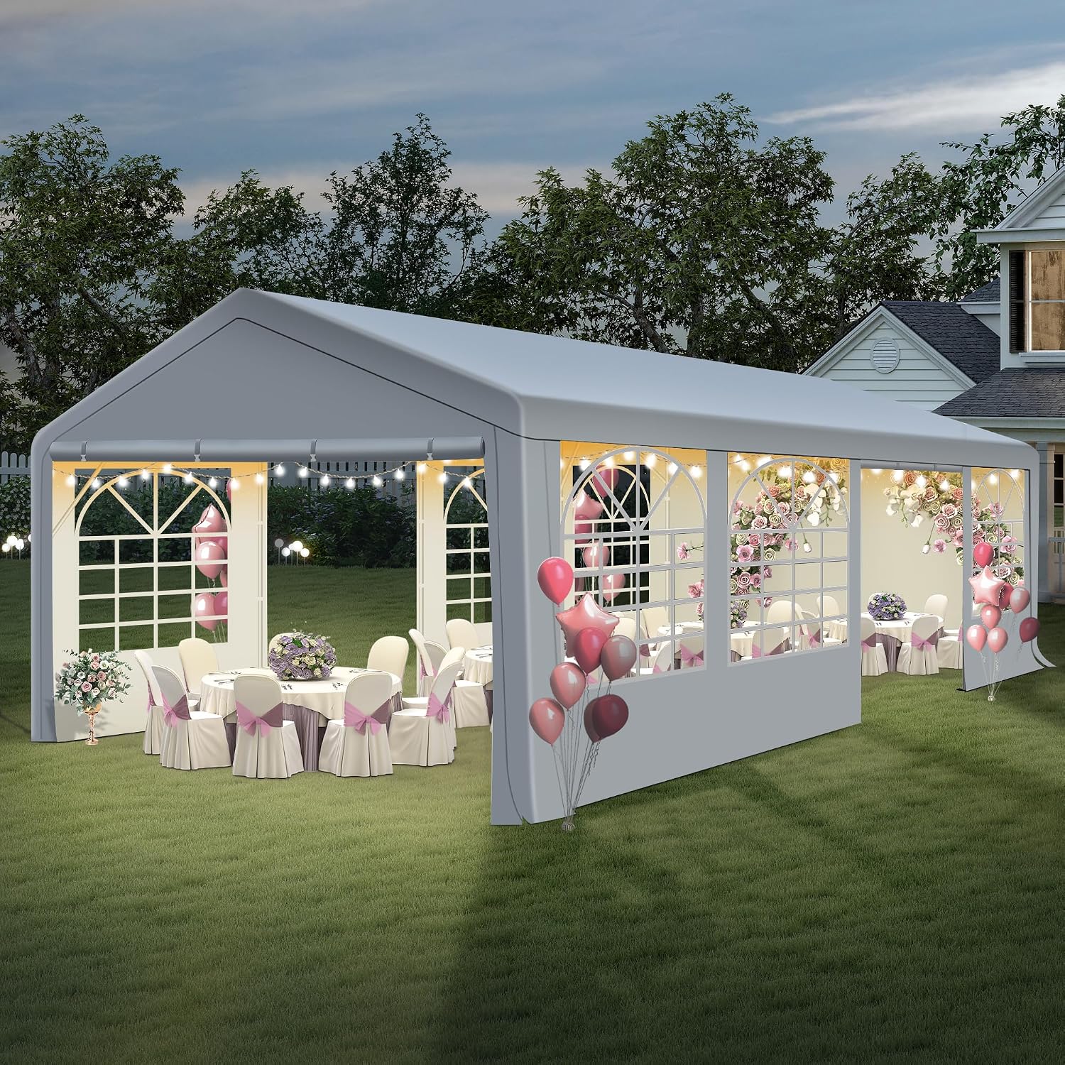 GARTOO 13' x 26' Heavy Duty Party Tent - Event Shelter Canopy Outdoor Wedding Gazebo with 4 Sand Bags for Wedding, Birthday Party, Outdoor Event