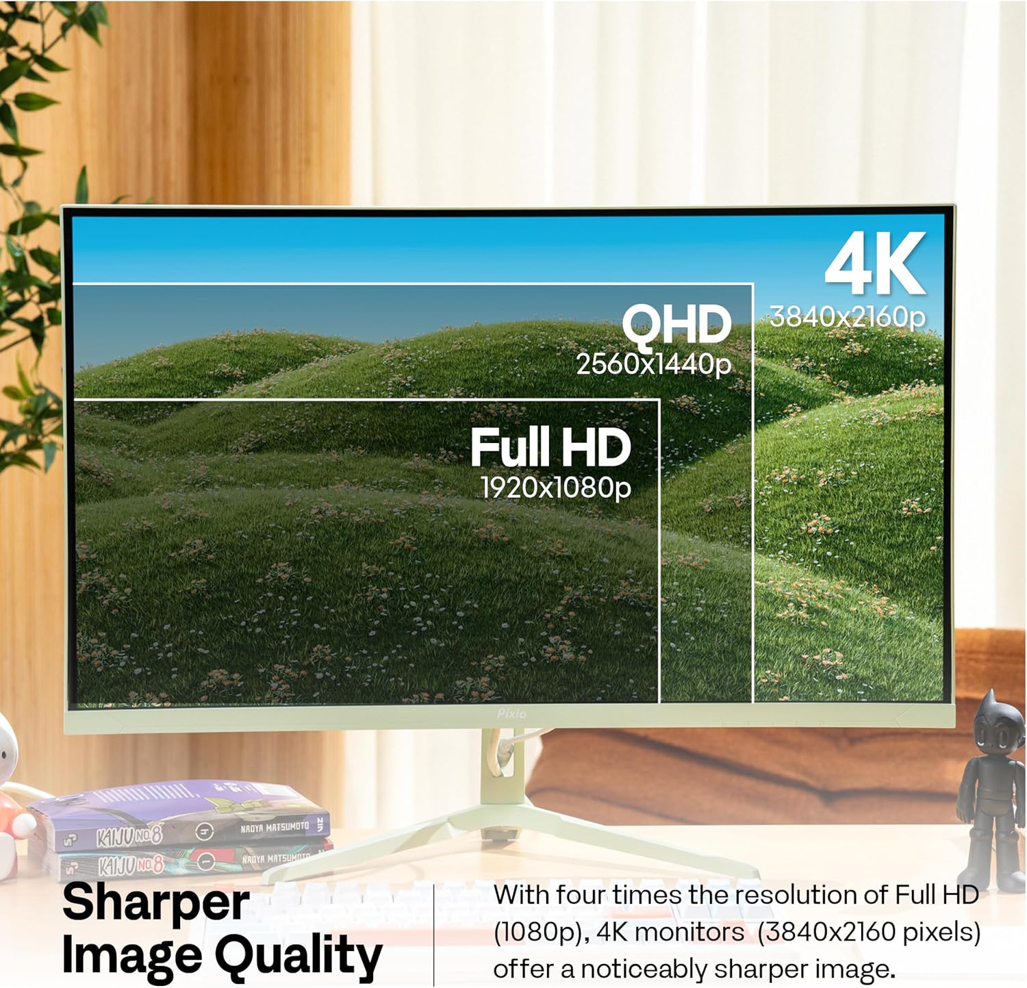 Pixio PX27U Wave Mint Green 27 inch 160Hz Refresh Rate 4K 3840x2160p Resolution Fast IPS Panel 1ms GTG Response Time Black Tilt Adjustable Gaming Monitor with Adaptive Sync