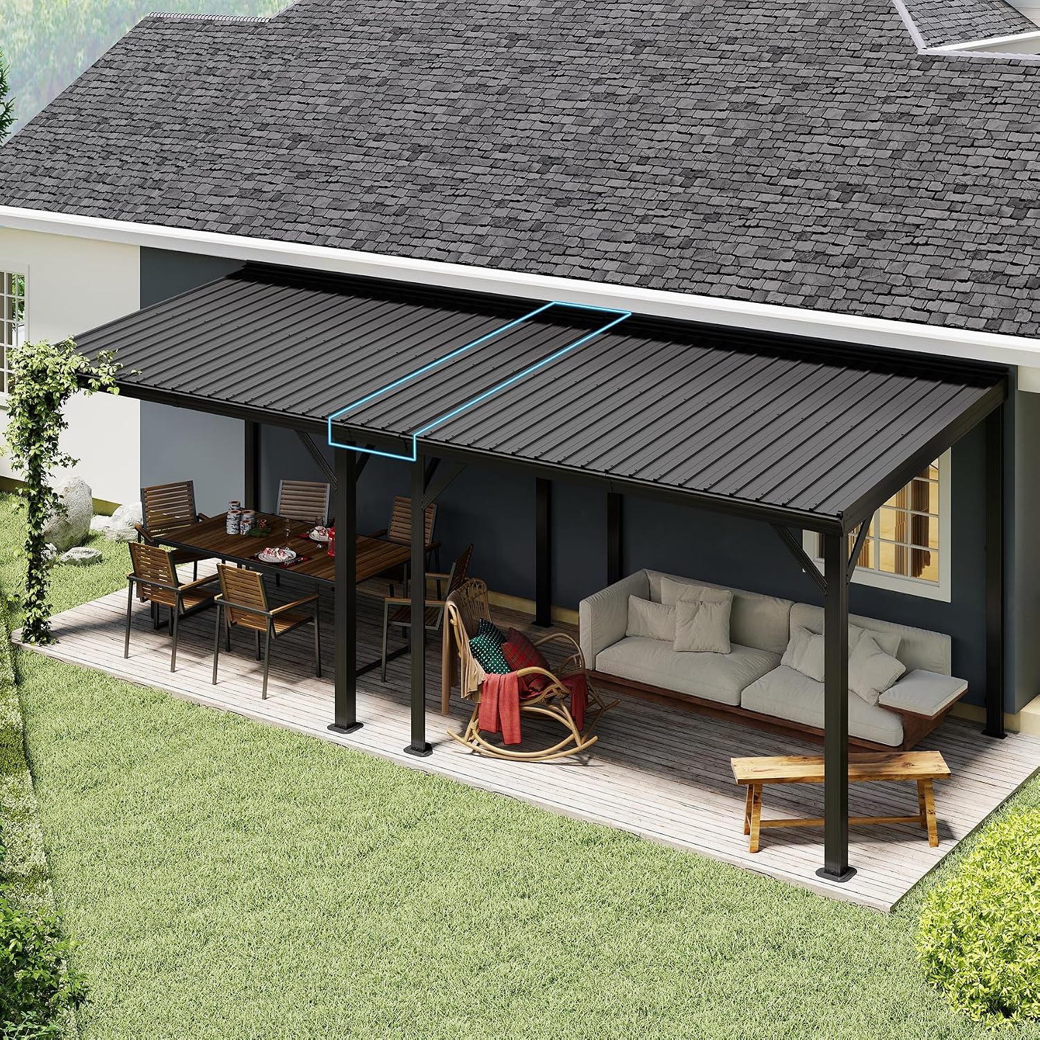 Gazebo Connector Kit for 8ft Width Lean-to Gazebo, Rustproof Steel Roof Joining Panel for Extending and Linking 8'x8' and 8'x10' Wall Mount Gazebos