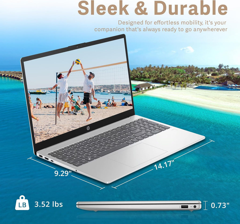 HP 15.6' Full HD Business Laptop, AMD Ryzen 5 7520U Processor, 16GB RAM, 512GB SSD, AMD Radeon Graphics, Bluetooth, Wi-Fi, Win11 Pro, Silver, 32GB Hotface USB Card
