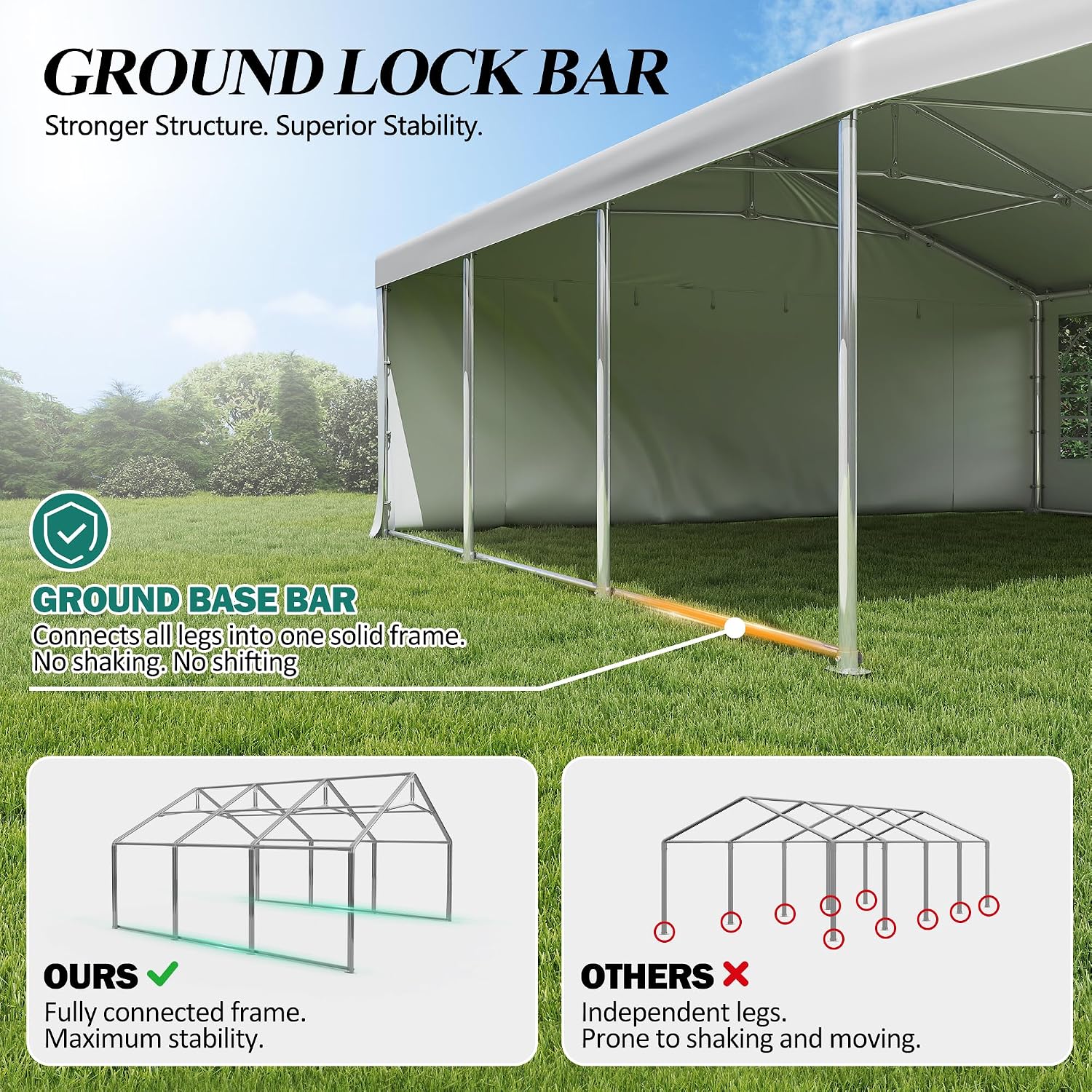 GARTOO 20' x 20' Canopy Party Tent & Carport - Heavy Duty Outdoor Wedding Gazebo with 4 Sand Bags, Event Shelter Canopy for Outdoor Event, Wedding, Birthday Party
