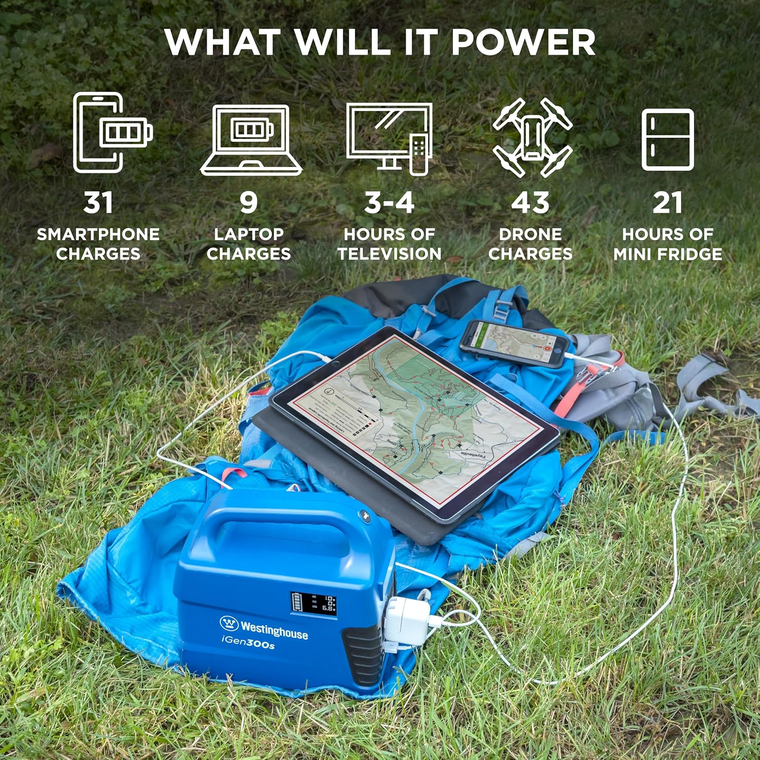 Westinghouse 296Wh 600 Peak Watt Portable Power Station and Solar Generator, Pure Sine Wave AC Outlet, Backup Lithium Battery for Camping, Home, Travel, Indoor/Outdoor Use (Solar Panel Not Included)