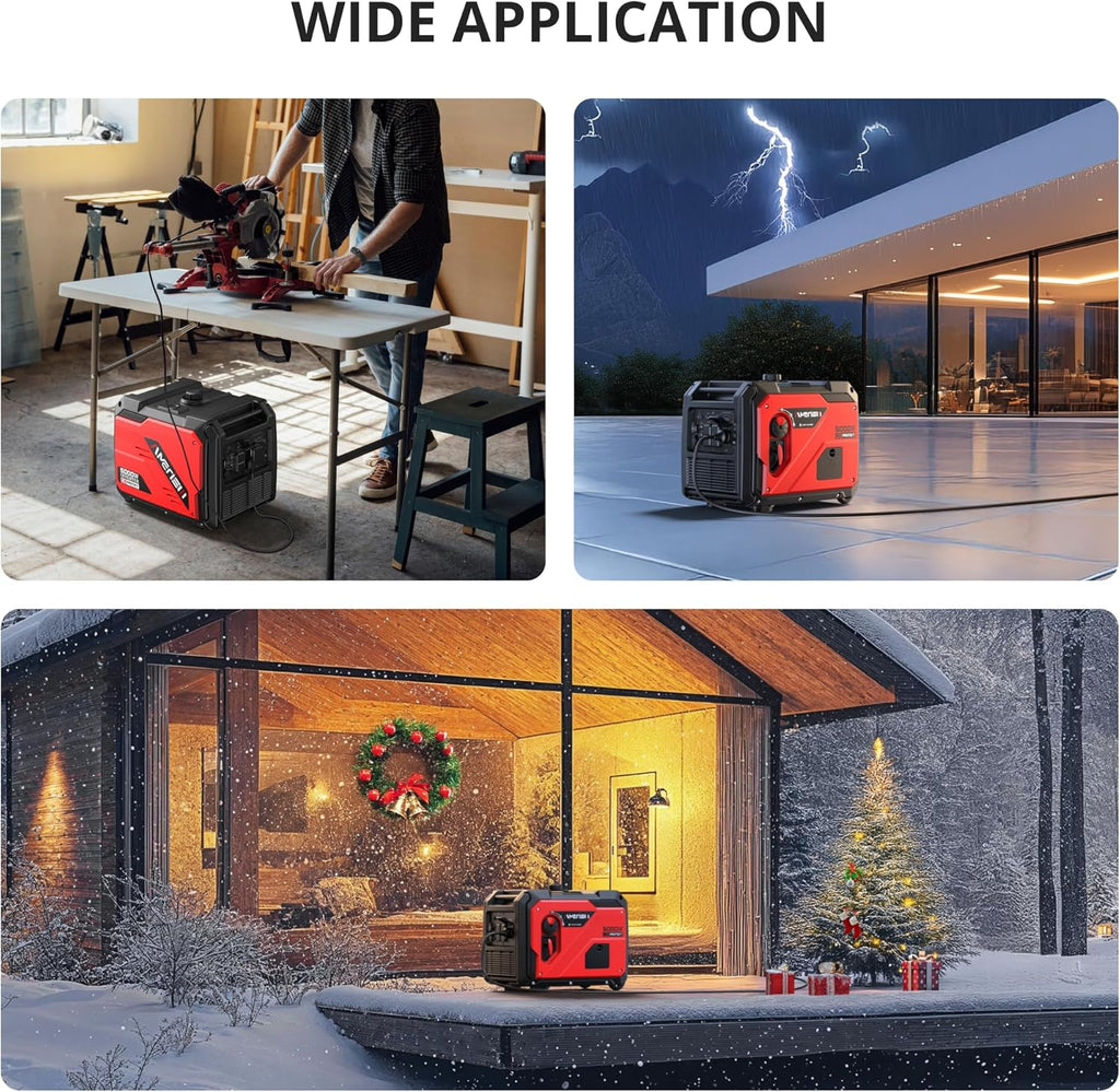 AMERISUN 5000W Inverter Generator Gas Powered, CO Sensor, Super Quiet Gas Generator with RV Ready 30A Outlet, Wheels Handle Kit, Parallel Capable for Home Backup Emergency Use Camping, EPA Compliant