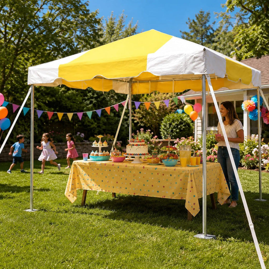 Party Tents Direct 10x10 Heavy-Duty Waterproof Canopy Tent - Steel Frame Outdoor Gazebo for Weddings, Parties & Camping - Yellow Vinyl Cover
