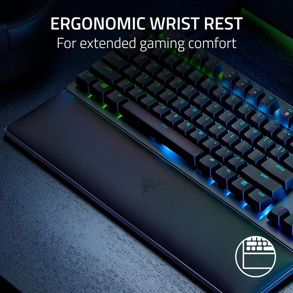 Razer Huntsman V2 TKL Tenkeyless Gaming Keyboard: Fast Linear Optical Switches Gen2 w/Sound Dampeners & 8000Hz Polling Rate - Detachable TypeC Cable - Doubleshot PBT Keycaps - Ergonomic Wrist Rest