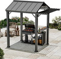 Big Leaf 6'x8' Grill Gazebo Hardtop with Galvanized Steel Roof, BBQ Gazebo with Pergola Extension, Outdoor Canopy with Rust-Resistant Metal Frame for All-Season BBQ & Patio Use
