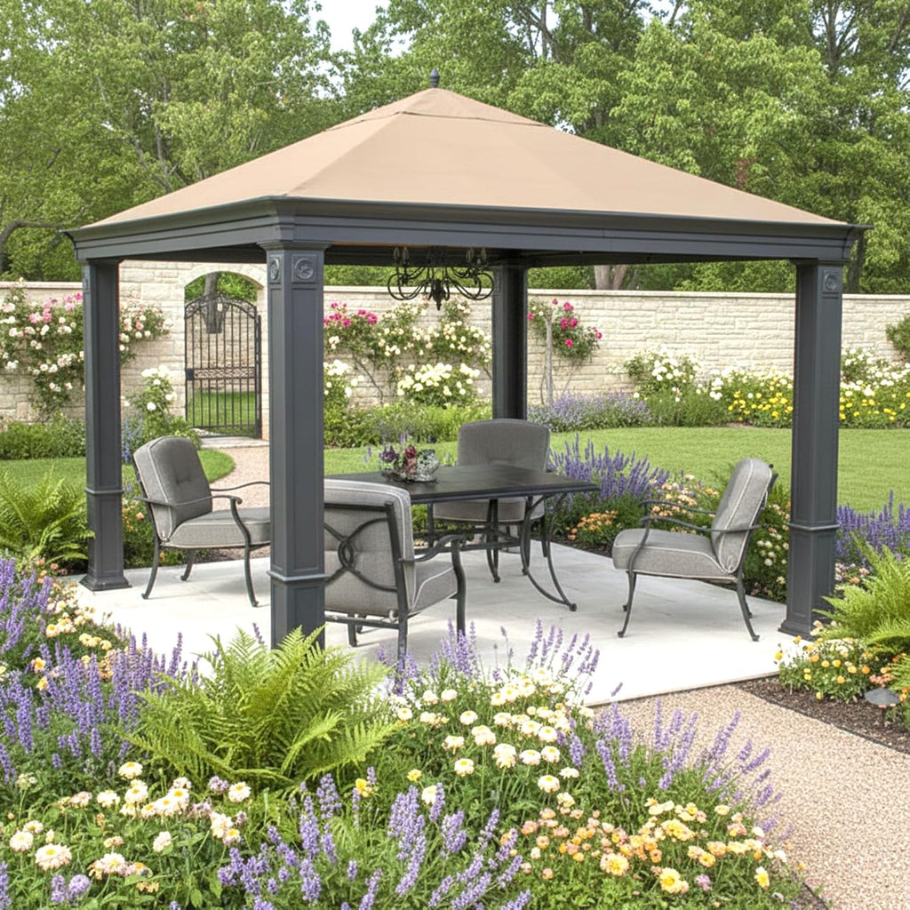 Garden Winds Reinforced Replacement Canopy Top Cover Compatible with The SA-585 Tiverton Series 3 10' x 12' Gazebo - Classic Sand, Riplock 350