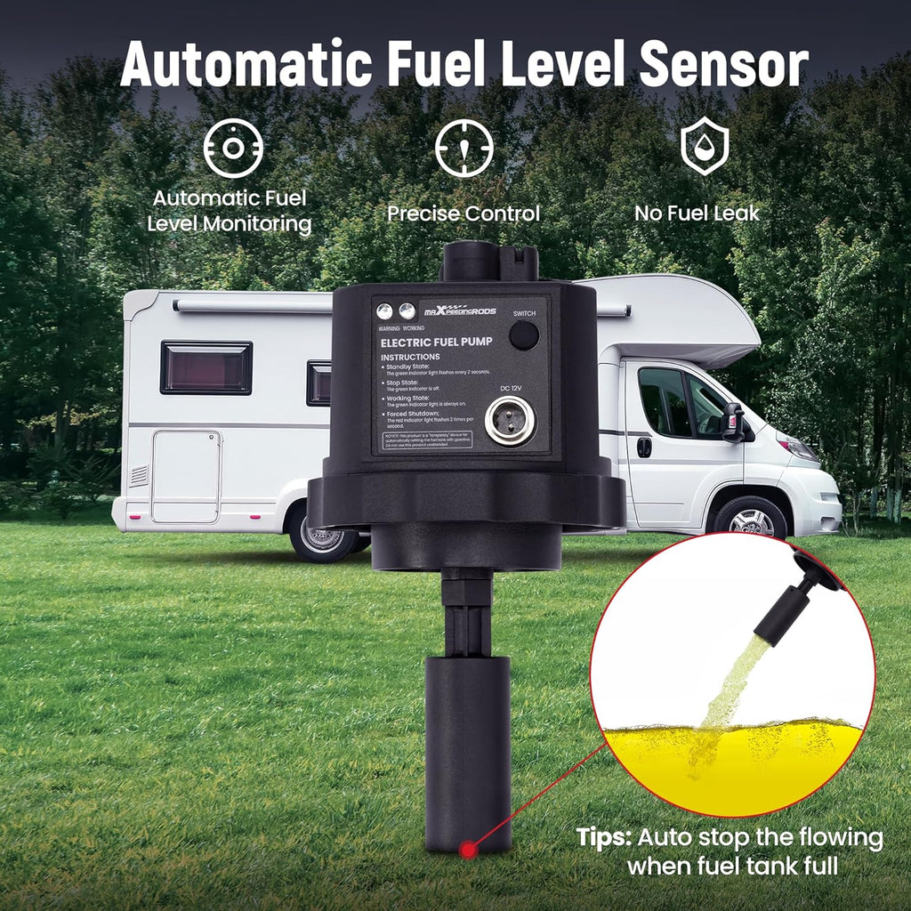 maXpeedingrods 12V DC Gasoline Electric Fuel Pump, Automatically Pump Fuel, Extended Running Time for Generator Without Stopping, Precise Control and No Fuel Leak