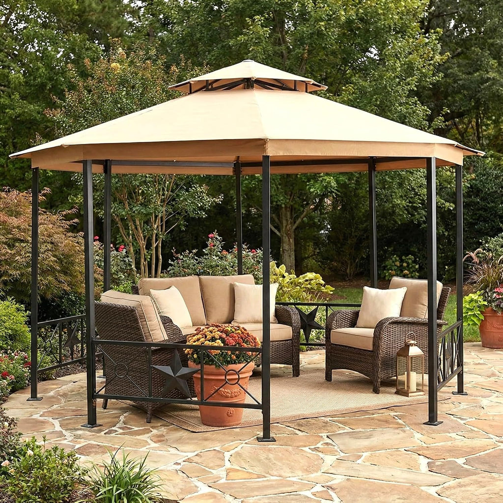 Garden Winds Reinforced Replacement Canopy Top Cover Compatible with The TPG8061, DH-TPG-8061-1N Star Octagon Gazebo - Classic Sand, Riplock 350