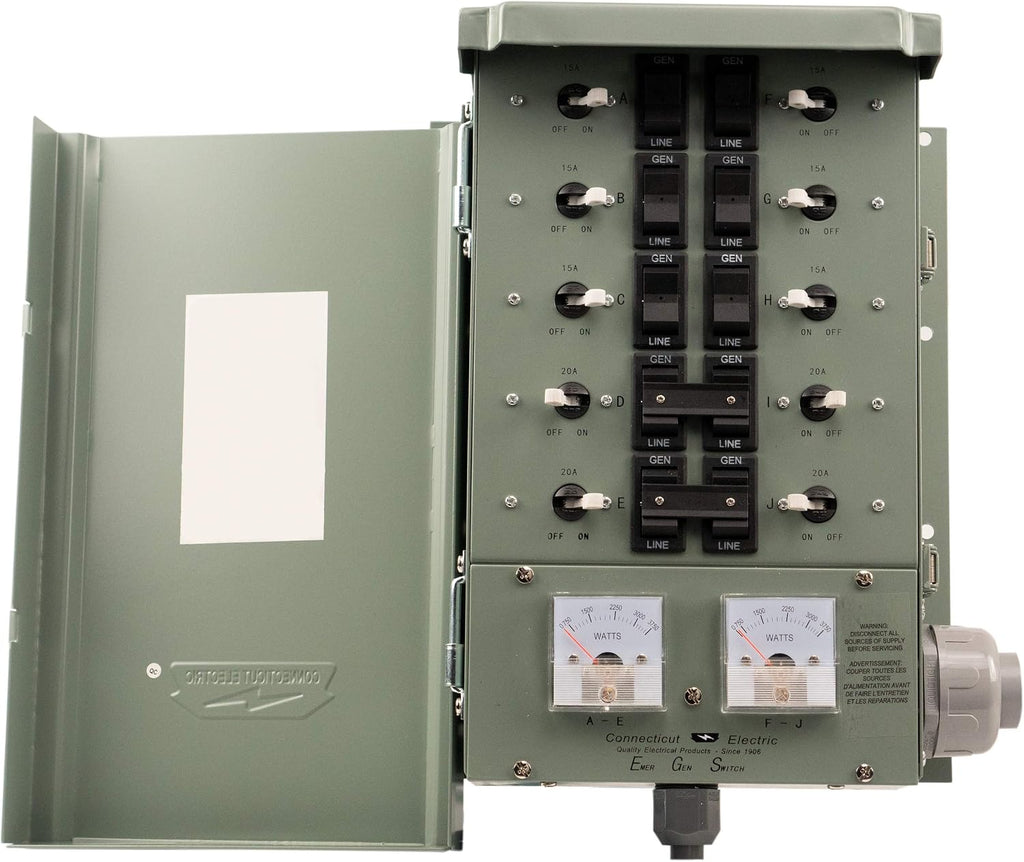 Connecticut Electric EmerGen Transfer Switch Kit - 30 Amp, 10-Circuit, 10-Foot Cord, 7500 Watts, for Generator