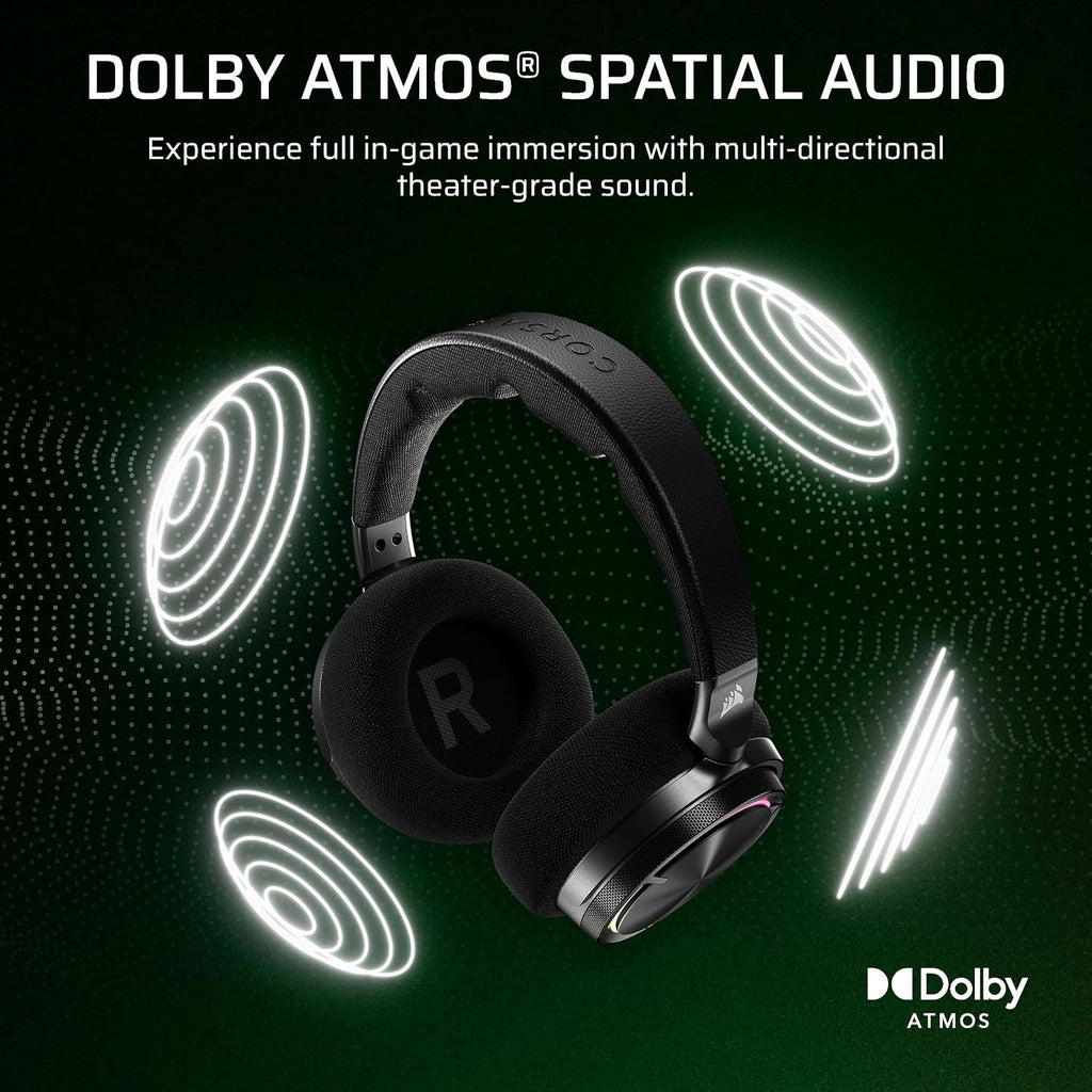 Corsair Virtuoso MAX Wireless Officially Licensed Xbox Series X|S Gaming Headset – Dolby Atmos, Active Noise Cancelling, 2.4GHz Wireless & Bluetooth, Game/Chat Audio Controls, PC – Carbon