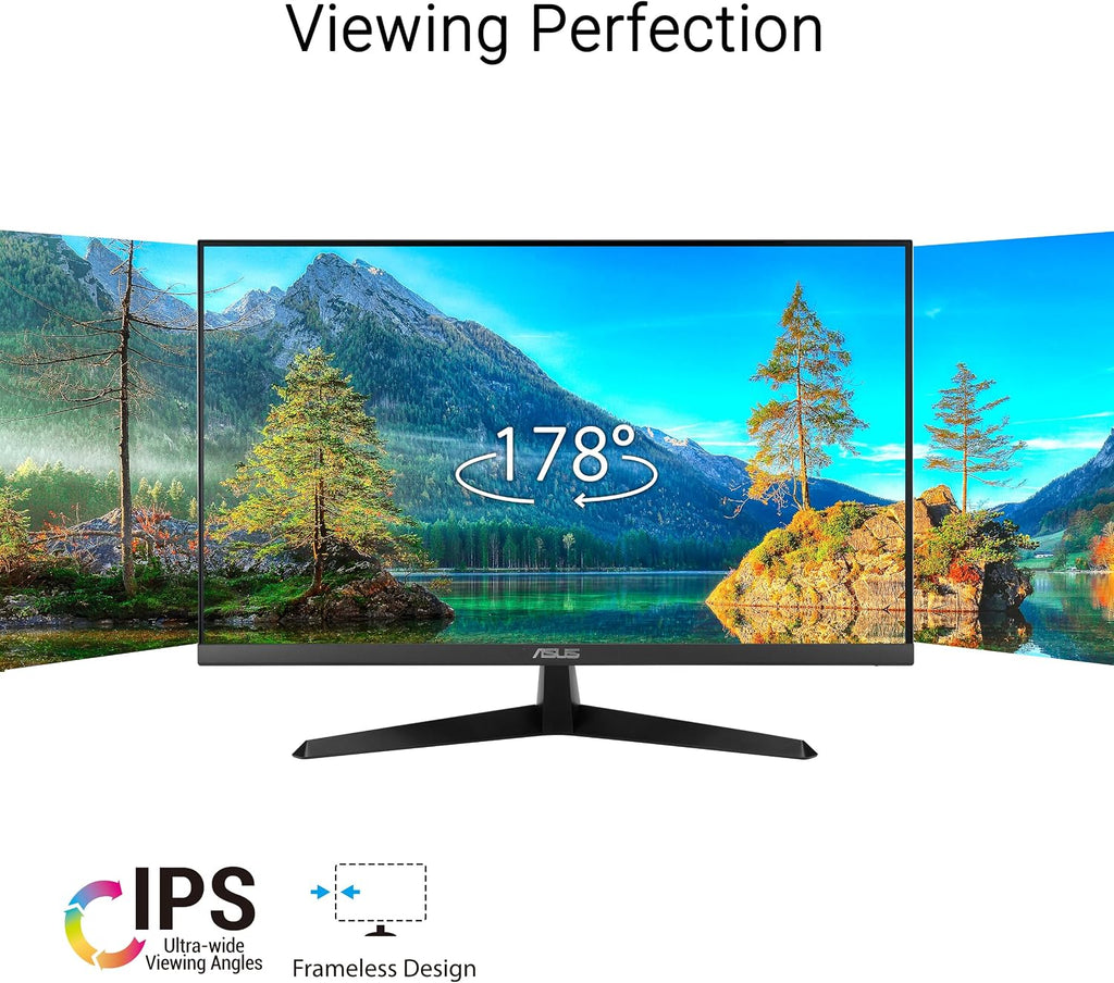 ASUS 27' 4K Eye Care Monitor (VY27UQ) - UHD (3840 x 2160), IPS, HDR10, Adaptive Sync, Eye Care Plus, Display Port, HDMI, Speaker, DisplayWidget, Blue Light Filter, Flicker Free, 3yr Warranty