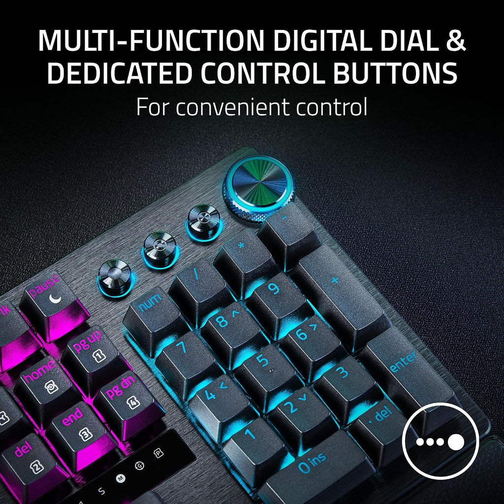 Razer Huntsman V3 Pro 8KHz Esports Gaming Keyboard: Analog Optical Switches Gen 2-8000 Hz Polling Snap Tap - Rapid Trigger - Adjustable Actuation - Media Controls - PBT Keycaps - Black