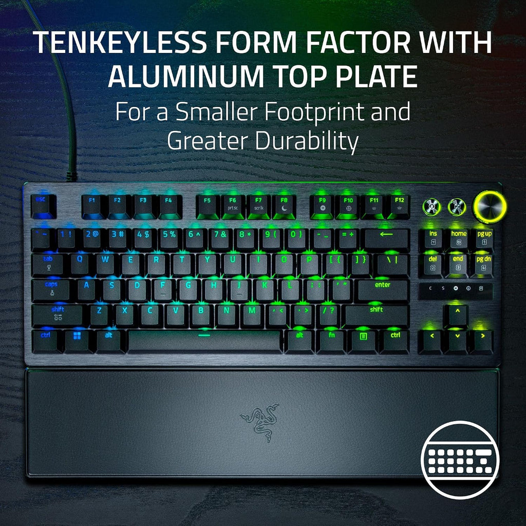 Razer Huntsman V3 Pro TKL 8KHz Esports Gaming Keyboard: Analog Optical Switches Gen 2-8000 Hz Polling Snap Tap - Rapid Trigger - Adjustable Actuation - Media Controls - PBT Keycaps - Black