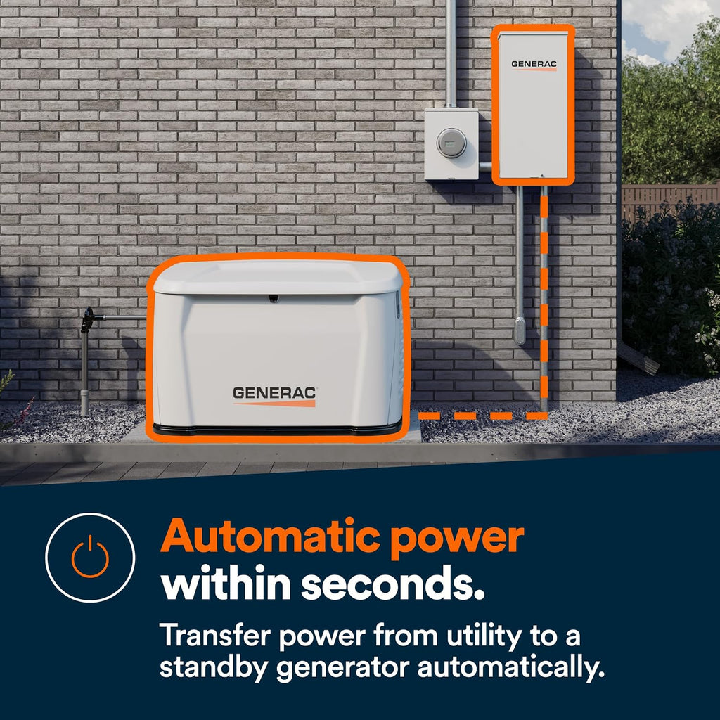 Generac 200-Amp Automatic Generator Transfer Switch, Open Transition, Service Rated, Integrated Brownout Protection, Outdoor Enclosure