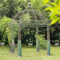 13.8ft. Tall Ornate Round Iron Garden Gazebo Medillín 1972' (Antique Green)