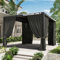 Gazebo Universal Replacement Privacy Curtain,10'×12' Gazebo Outdoor Waterproof Curtains, 4-Panels Sidewall Curtains with Double Zipper for Patio Canopy, Garden and Backyard (Curtain Only)