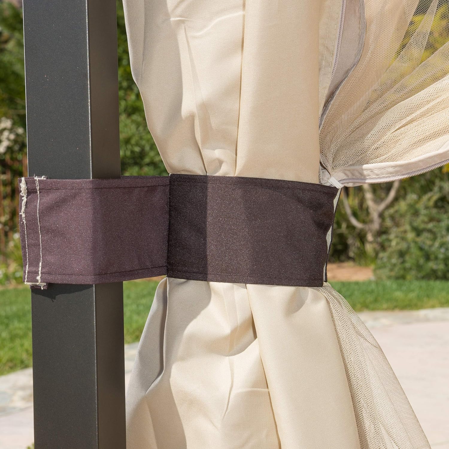 Christopher Knight Home CKH Outdoor Gazebo Canopy with Net Drapery, Beige