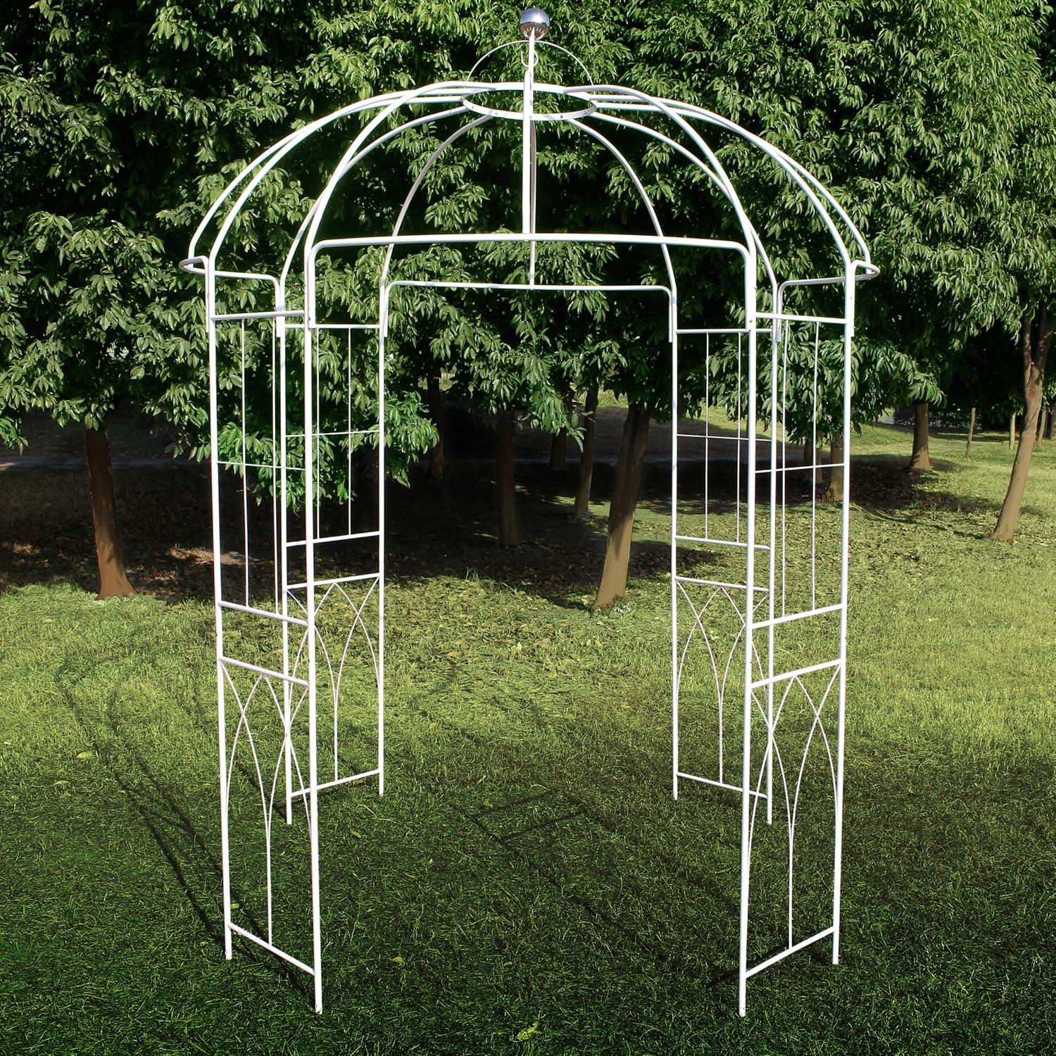 OUTOUR French Style Birdcage Shape Heavy Duty Gazebo, 9' Highx 6'6' Wide, Pergola Pavilion Arch Arbor Arbour Plants Stand Rack for Wedding Outdoor Garden Lawn Backyard Patio,Climbing Vines,Roses,White