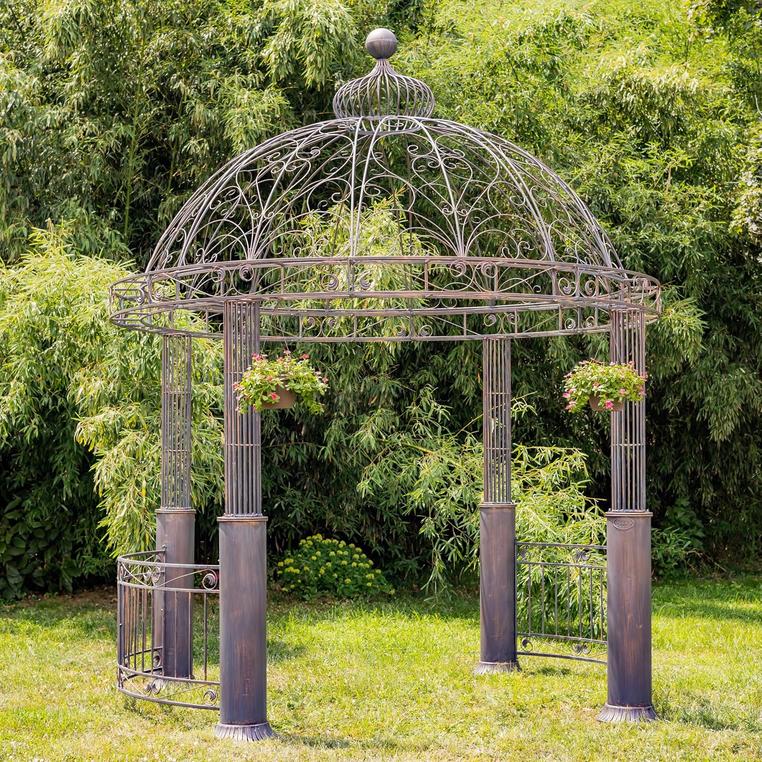 13.8ft. Tall Ornate Round Iron Garden Gazebo Medillín 1972' (Antique Bronze)