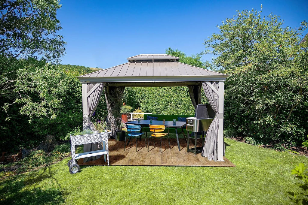 Sojag Taupe Curtains for Messina/Mykonos Gazebo, 10 ft. x 10 ft., Spun Outdoor Shades