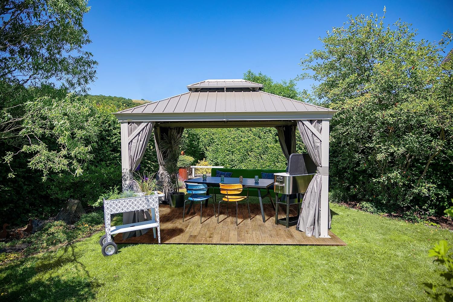 Sojag Taupe Curtains for Messina/Mykonos Gazebo, 10 ft. x 10 ft., Spun Outdoor Shades
