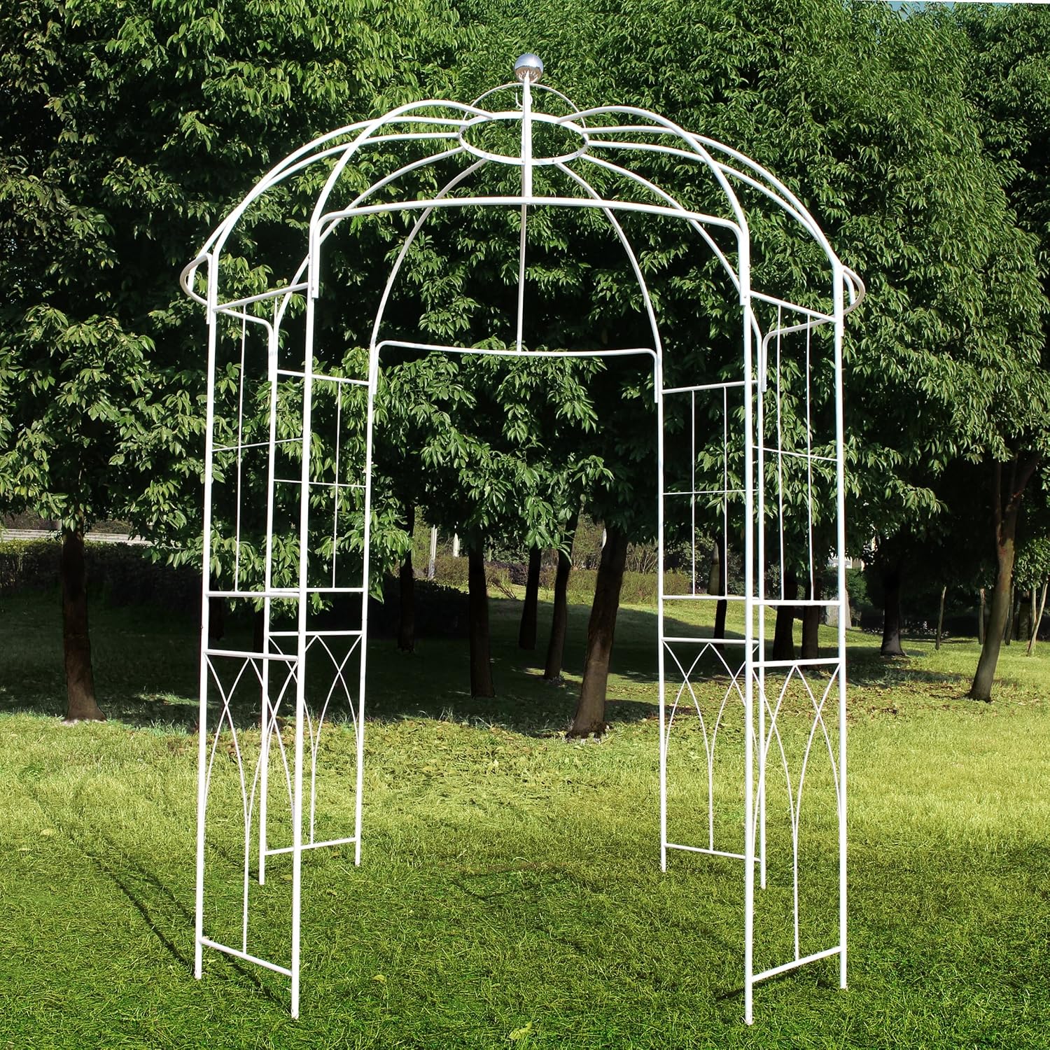 OUTOUR French Style Birdcage Shape Heavy Duty Gazebo, 9' Highx 6'6' Wide, Pergola Pavilion Arch Arbor Arbour Plants Stand Rack for Wedding Outdoor Garden Lawn Backyard Patio,Climbing Vines,Roses,White