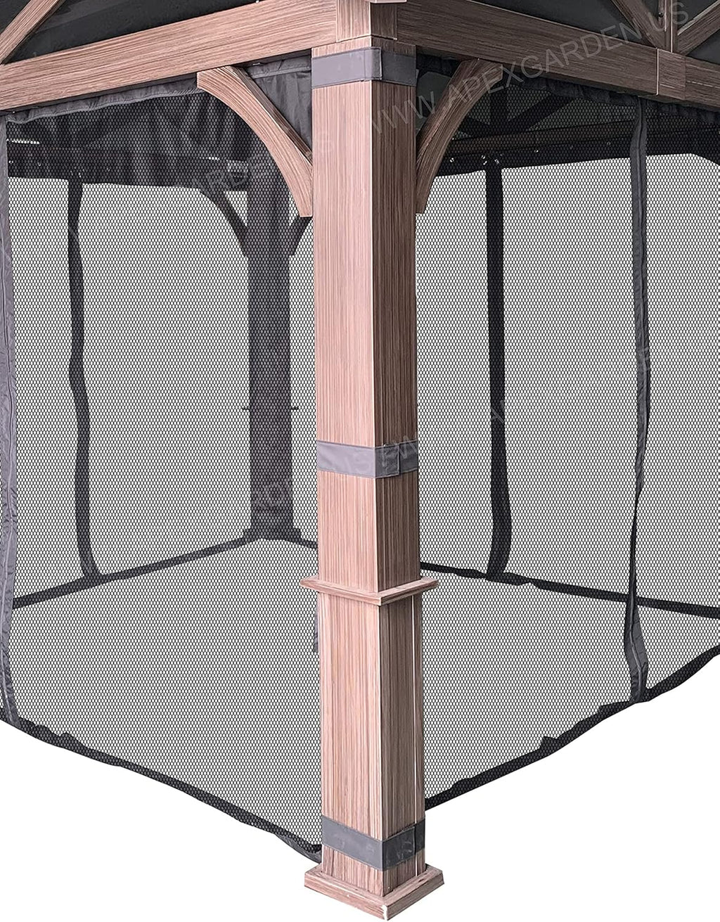 Gazebo Mosquito Netting with Slider Rail for Allen + roth Model #GF-18S112B 10'X10' Wood Looking Hand Paint Metal Square Semi- Gazebo (Screen Net ONLY) (Screen Net with Metal Slider Rail, Black-1)