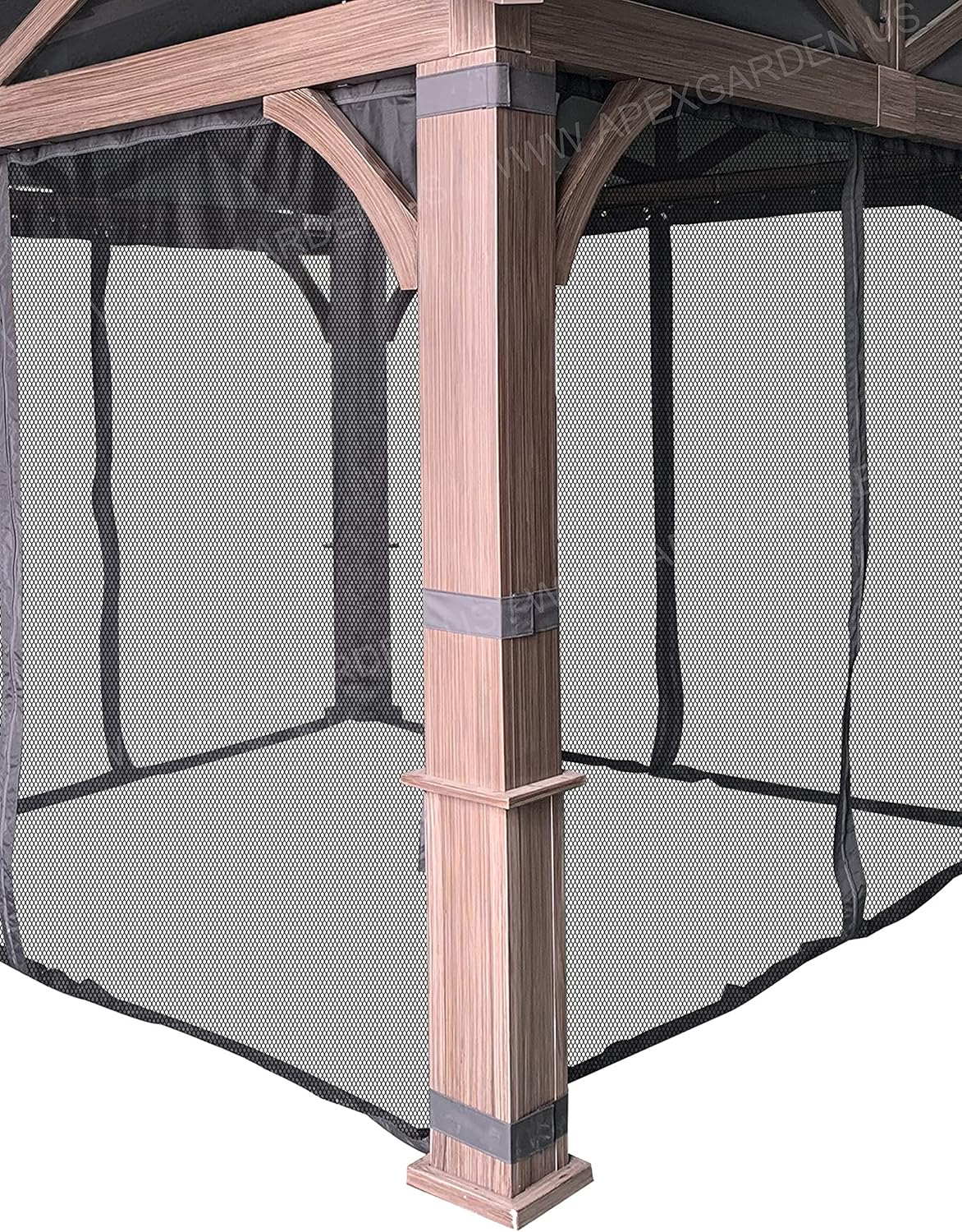 Gazebo Mosquito Netting with Slider Rail for Allen + roth Model #GF-18S112B 10'X10' Wood Looking Hand Paint Metal Square Semi- Gazebo (Screen Net ONLY) (Screen Net with Metal Slider Rail, Black-1)