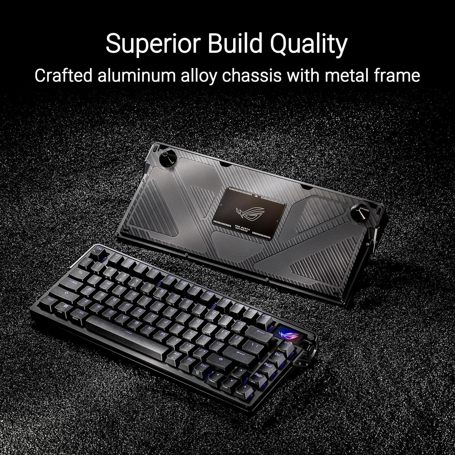 ASUS ROG Azoth Extreme Wireless Mechanical Gaming Keyboard – 75% TKL, ROG NX Storm Clicky Switches, PBT Keycaps, Aluminum Chassis, Carbon Fiber, Gasket Mount, Color OLED Screen, PC/Mac Support - Black