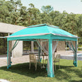 Joyside 11'x11' Pop Up Gazebo for Patios Gazebo Canopy Tent with Sidewalls Outdoor Gazebo with Mosquito Netting Pop Up Canopy Shelter Wedding Tent with Aqua Shade(Aqua Blue)