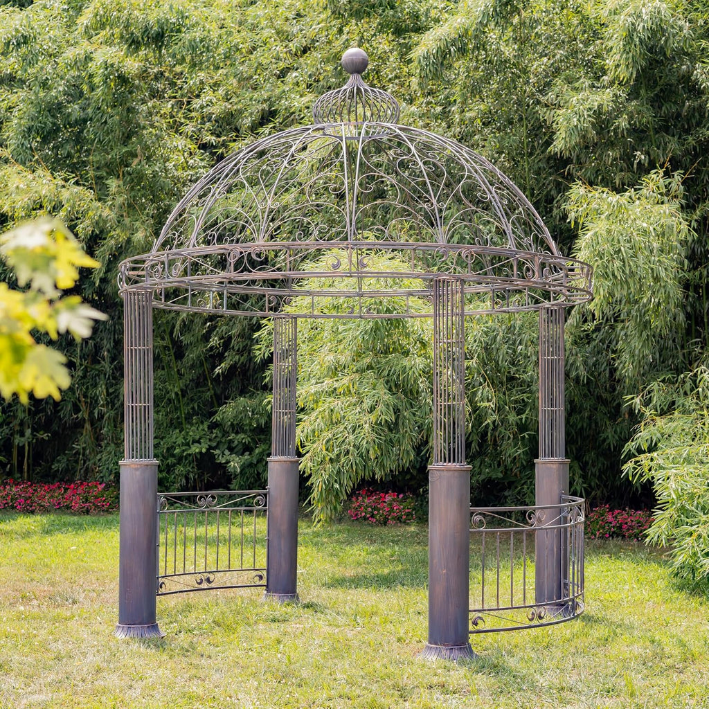 13.8ft. Tall Ornate Round Iron Garden Gazebo Medillín 1972' (Antique Bronze)