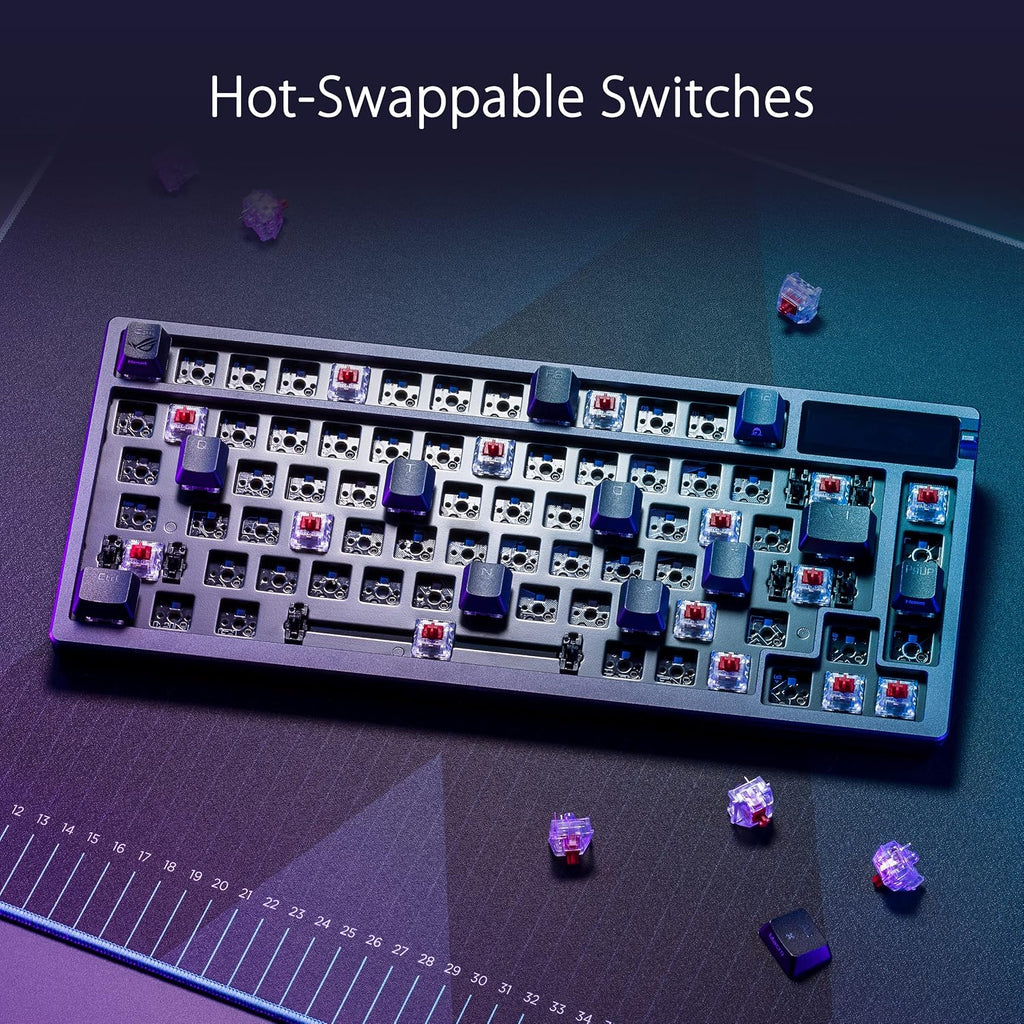ASUS ROG Azoth Wireless Mechanical Gaming Keyboard – 75% TKL, Tri-Mode Connectivity, Hot Swappable Pre-lubed ROG NX Storm Clicky Switches, PBT Keycaps, RGB, OLED Display, PC/Mac Support - Black