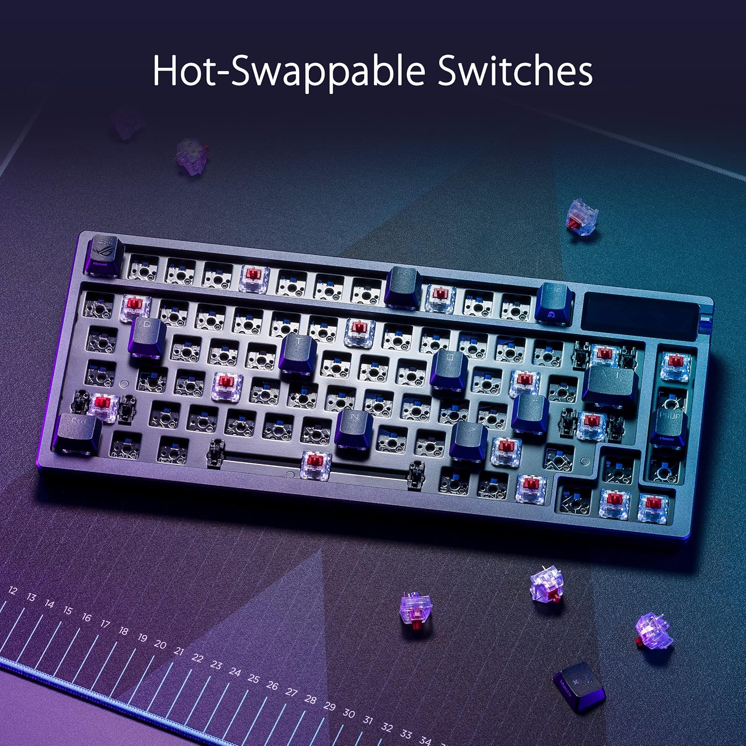 ASUS ROG Azoth Wireless Mechanical Gaming Keyboard – 75% TKL, Tri-Mode Connectivity, Hot Swappable Pre-lubed ROG NX Storm Clicky Switches, PBT Keycaps, RGB, OLED Display, PC/Mac Support - Black