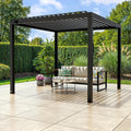 Backyard Discovery Sarasota 10' x 10' Galvanized Steel Louvered Pergola Kit with Adjustable Roof, Shade, Rain Protection, High-Wind Rating, Gutter System for Outdoor Patio, Garden, Deck, Entertaining