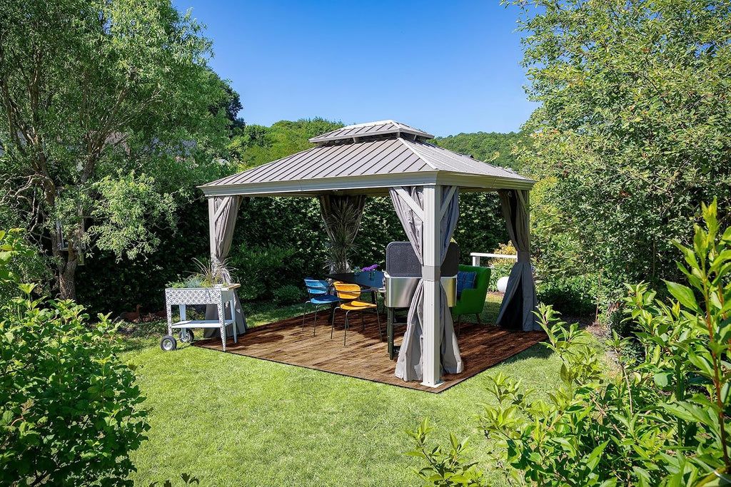 Sojag Taupe Curtains for Messina/Mykonos Gazebo, 10 ft. x 10 ft., Spun Outdoor Shades